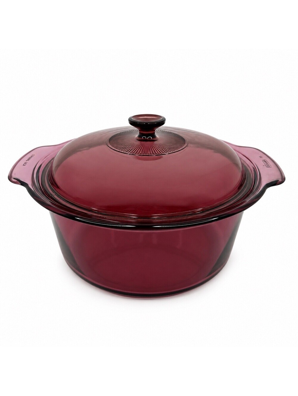 Vision Corning Ware Cookware 5L Dutch Oven Stock Pot Pyrex Lid USA Cranberry